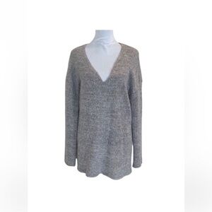 Babaton classic knit grey long sleeve v neck pullover wool alpaca sweater medium